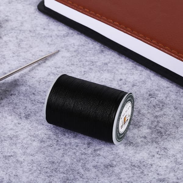 [zd]50m/rulle 0,8 mm DIY håndsyning læder vokset tråd snor polyester (sort)