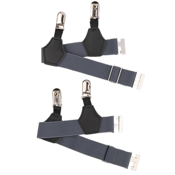2 stk. elegante justerbare strømpeholdere til mænd, elastiske strømpebånd med clips til strømper, grå dobbeltand Grey double duck