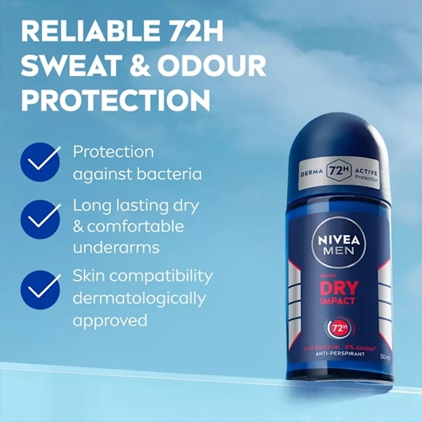 Nivea Men Dry Impact Roll On 50ml Blå blue