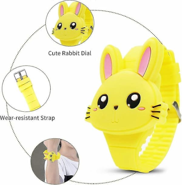 Børneur, pigeur Digitalt Sødt Design LED Mode Silikonerem Clamshell Design Armbåndsur Pige Yellow