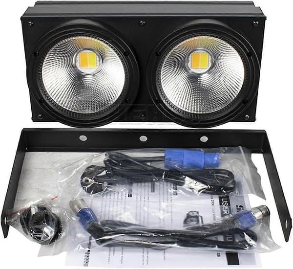 DJ Scenljus DualHead 200W LED, 2X100W Blinder, 2I1 Kall/Varmvit, DMX Uplights För Bröllop