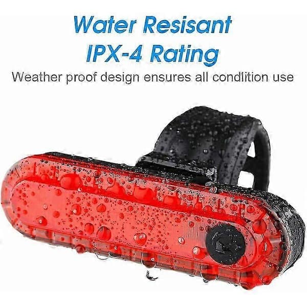 Kraftfulla bakre LED USB uppladdningsbara vattentäta cykellampor 2 st