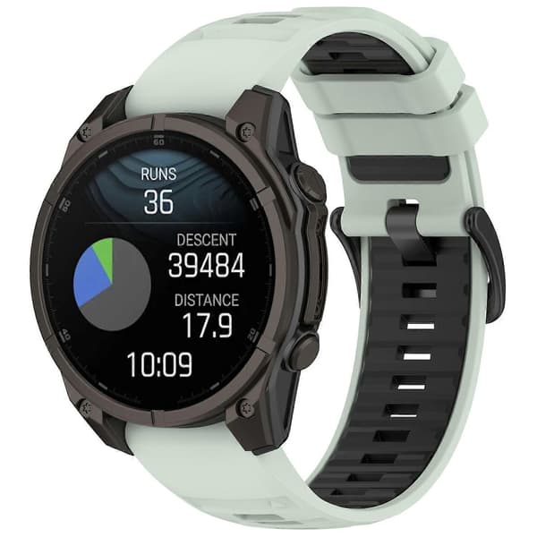 22mm Rem til Garmin Fenix 8 47mm/Fenix E 47mm/Quatix 7 Pro Universal Silikone Urrem Multifarvet Multicolor Mint Green+Black