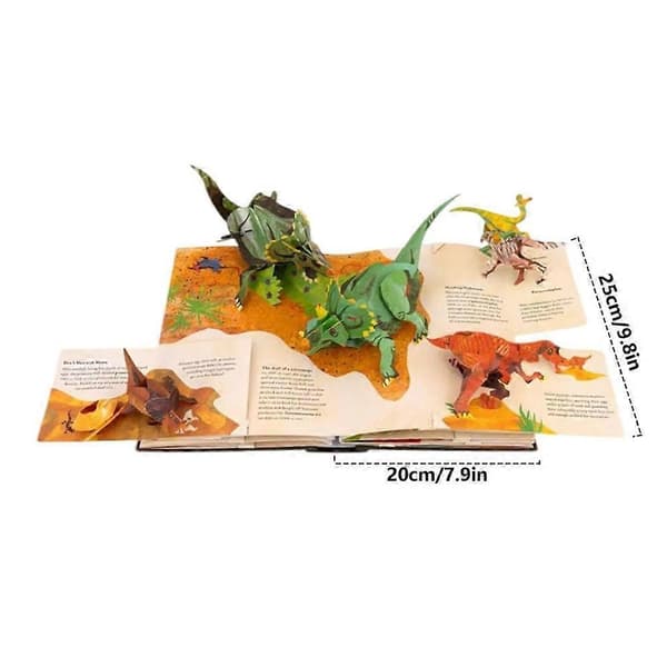 3D Encyclopedia Prehistorica Dinosaurs, Morsom Dinosaur Encyclopedia 3D Bilde Pop-Up Bok Bursdagsgave Kompatibel med Barn 3pcs