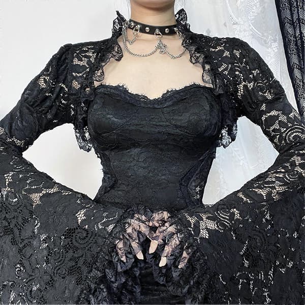Halloween Gotisk Blondebluse Stor Blonde Udsvunget Ærmedesign Festkostume S