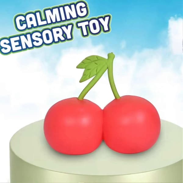 [zd]Simulation Cherry Squeeze Toy Slow Rebound Fruit Fidget for Stress Relief 1pc B
