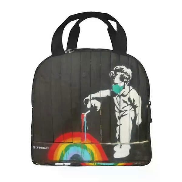a2493 Banksy Rainbow Isolert Matpose Gatekunst Graffiti Matboks Kontor Arbeid Skole sz1002[zd]