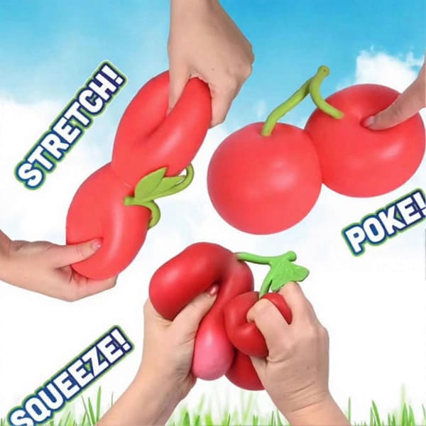 [zd]Simulation Cherry Squeeze Toy Slow Rebound Fruit Fidget for Stress Relief 1pc B
