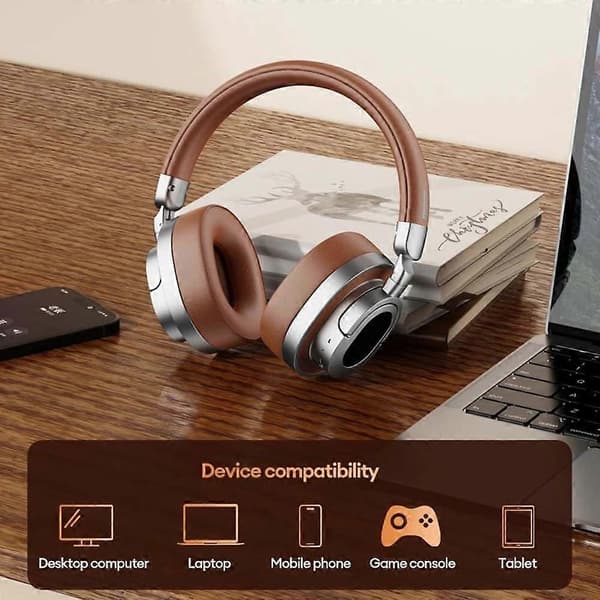 LENOVO Services LE602 Bluetooth-kompatible 6.0 Hodetelefoner 22T Batteritid Over-Ear Trådløst Headset for Gaming Beige