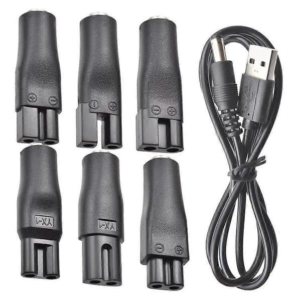 7 stk. strømkabel 5V erstatningsoplader USB-adapter til elektriske hårklippere, skægtrimmer, barbermaskiner, skønhedsinstrumenter