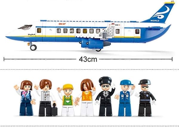 Passagererfly med arbejdere og lastbil, Le,go-kompatibelt fly - 463 dele