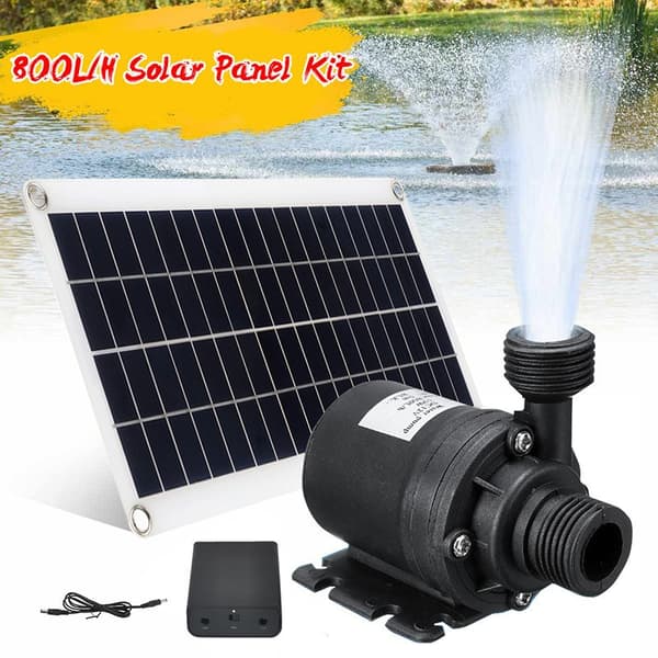 10w Solvattenpump 800l/h DC12v för trädgårdsfontän - Lågt ljud 10W