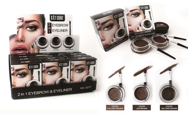 Øjenbrynsgel - Eyebrow pomade - 2i1 Eyeline Dark Brown