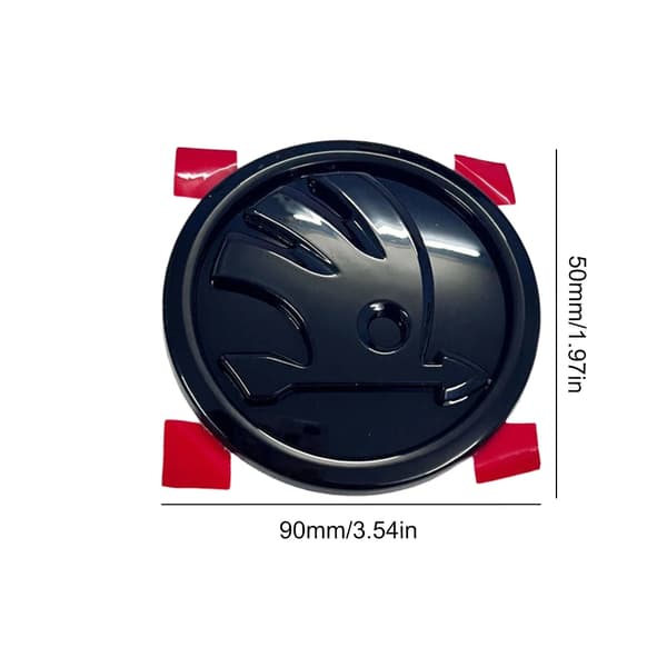 [zd]Front- og bagklapemblem, sort logo til Skoda Superb Octavia, 32D853621A, 90mm, 2 stk.