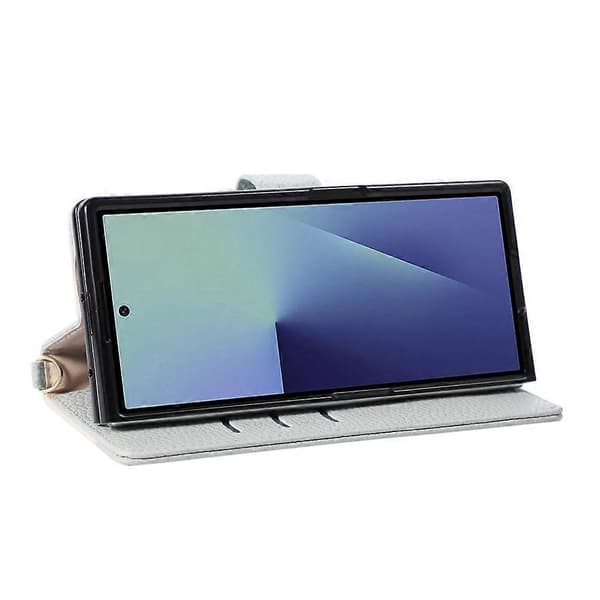 Kompatibel med Samsung Galaxy Z Fold8 Ultra Plånboksfodral Triangulär skarvning Dragkedja Läder Telefonfodral med handledsrem Blue