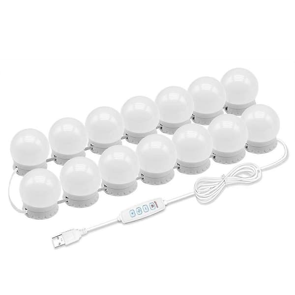 LED Makeup Spejllys med 14 Dæmpbare Pærer, 10 Lysstyrkeniveauer Justerbare, til Makeupbord Badeværelse