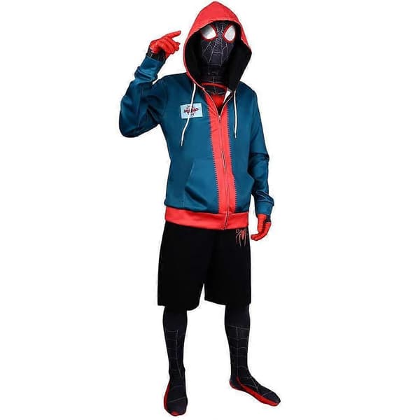 Halloween Cosplay Mi1es Sort og Rød Edderkop Helkropsdragt til Voksne 190