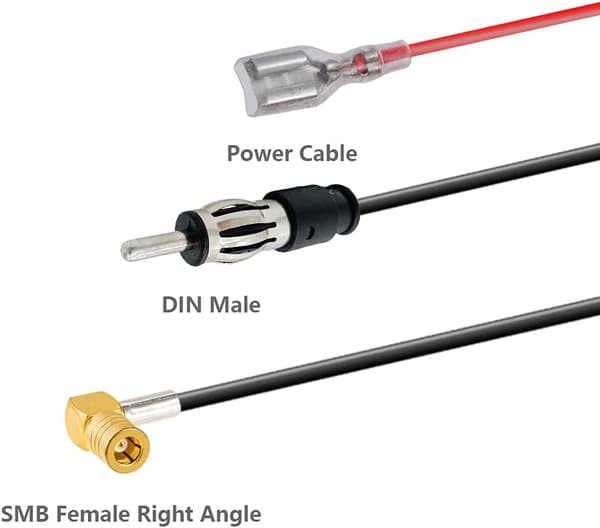 Dab Dab+ Bilradioantenne FM/AM Radioantenne Biltakantenneforsterker Adapter SMB til DIN med RG174 5M 16,4ft Kabel