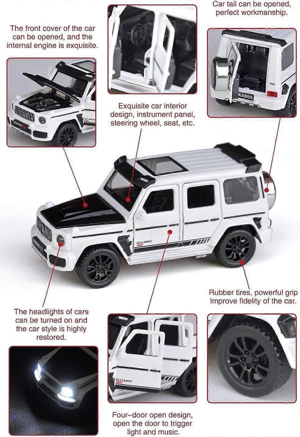 HUOGUO 1:32 SUV Barnleksaker Pressgjuten Legeringsbil Modell Samling Barnfordon (BBS - Vit)