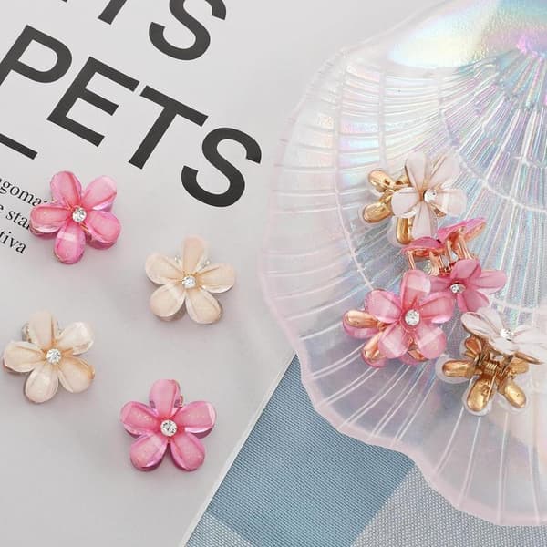 16 stk Hårklemmer med Blomster, Krystal Rhinestone Blomster Hårklemme Små Hårklemmer Mini Hårspænder Mode Håraccessories