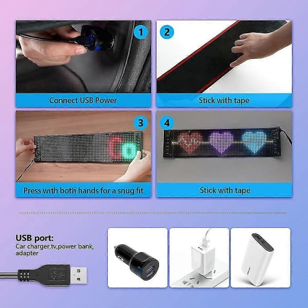 Led Matrix Pixel Panel Rullande Ljusa Reklamskyltar Flexibel Usb 5v Led Bildekor Bluetooth App Kontroll För Bilbutik[zd] 7x17 CM