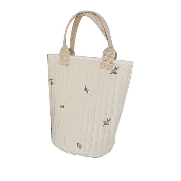 Beige matboks tote oppbevaringspose babyflaskepose broderi bleiepose[zd] Many