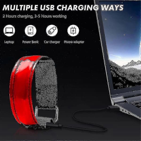 2-pakning løpelys for løpere Oppladbart LED-armbånd Reflekterende 26s Red