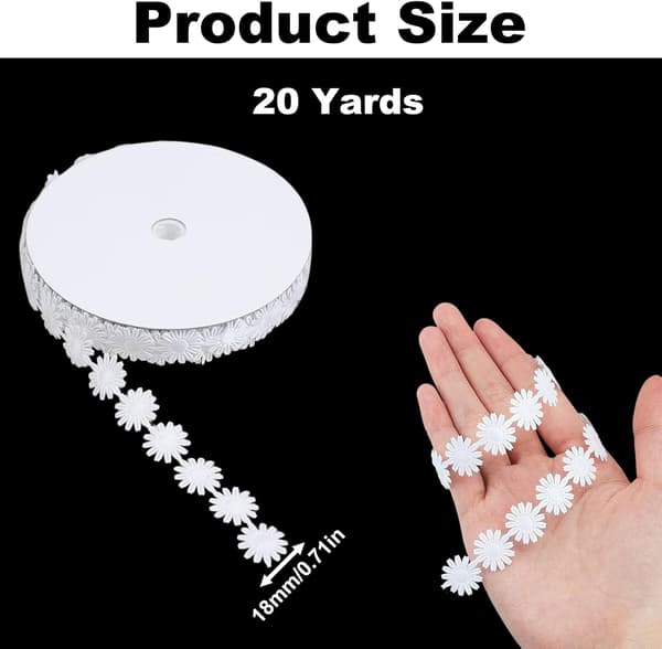 [zd]20 Yards Tusenfryd Blomsterbånd Hvit Daisy Flower