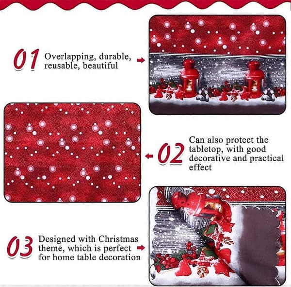 Juledug, 180 x 150 cm Juleduge Rektangulær Rød Noel Dug Spisebordsdug, Stor Vaskbar Julemiddagsbords Ru