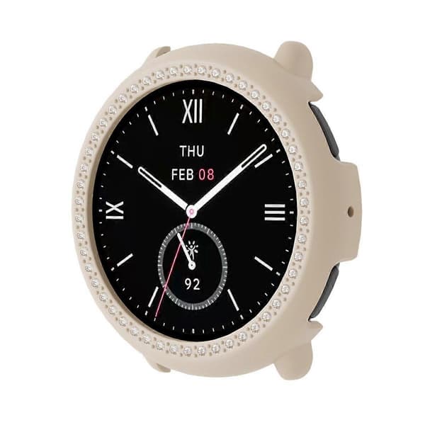 Diamant Halvtäckande PC Klockskyddsfodral för Amazfit Active 2 Ivory White