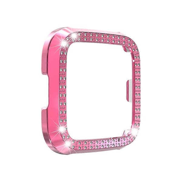 För Fitbit versa / versa lite PC Dubbelradig Diamantbesatt Skyddsskal (Svart) Pink