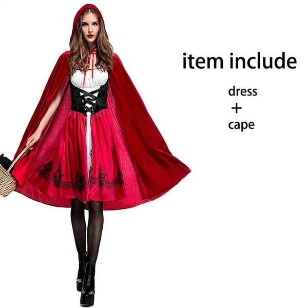 Rødhætte Kostume Voksen Dame Halloween Cosplay Stil 3 style 3 L