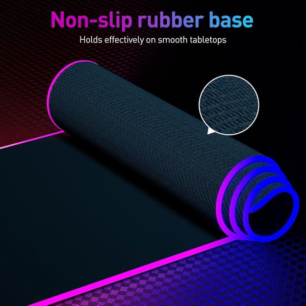 RGB-belyst musemåtte, LED-musemåtte, stor musemåtte – 250 × 350 × 3 mm – farveboksemballage