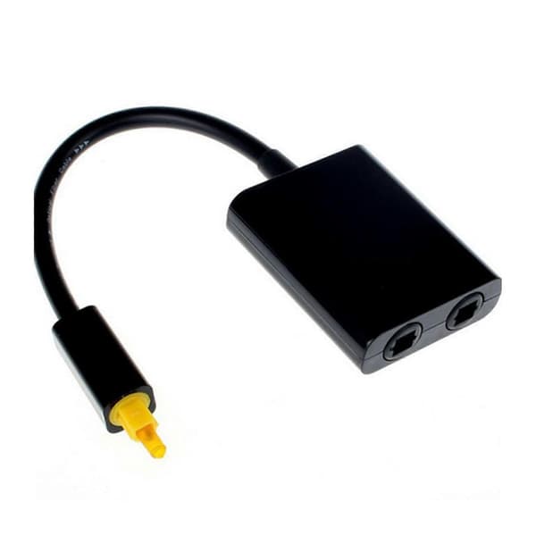 Optisk fiber splitter optisk lydkabel optisk splitter adapter optisk adapter 2-vejs splitter SPDIF sort[zd] Black