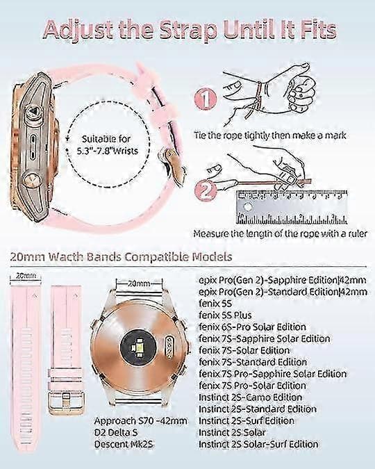 Hvid 20 mm erstatningsrem til Fenix 6S 5S - Passer til Garmin Fenix 6s Pro 5s Plus 7S ure