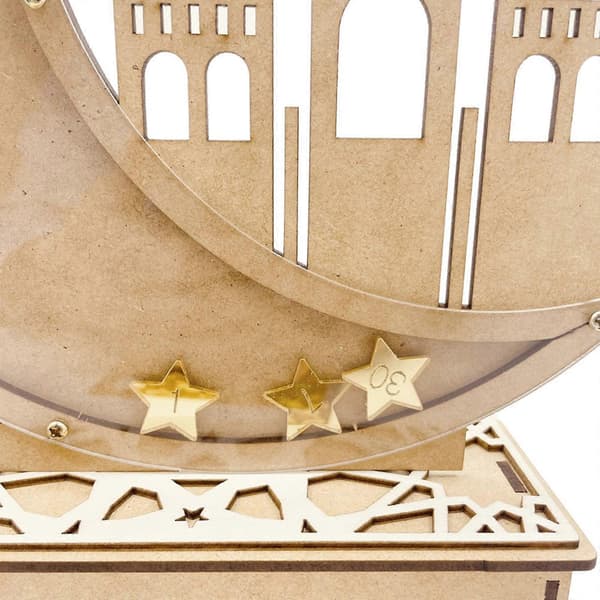 Ramadan Mubarak Eid-dekorasjoner Lysende trestjerne måne lys borddekorasjon Ramadan nedtellingskalender lys flerfarget E five pointed star
