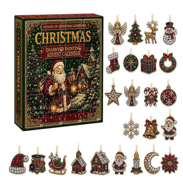 Jul Diamond Painting Julekalender, 24 dage med julepynt, DIY-håndværkssæt til helligdage, juletræspynt