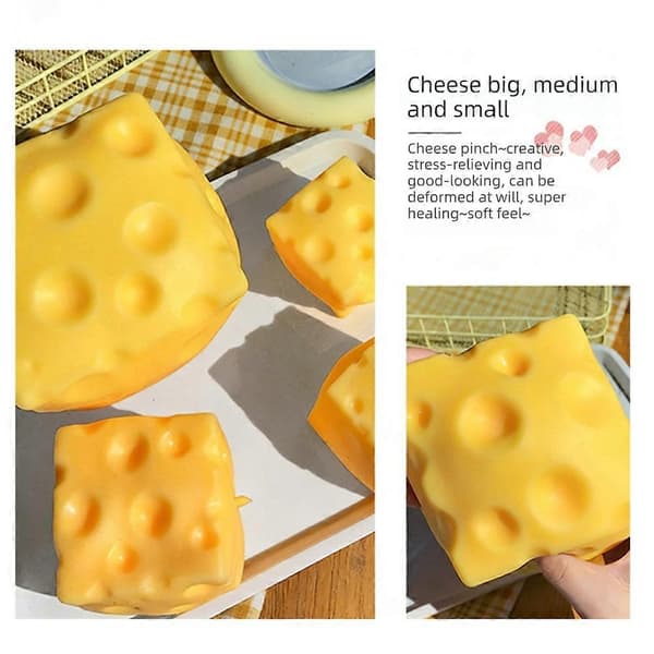 3D keltainen juusto Squishy Slow Rising, Squishy Squeeze juustopala, pehmeä uutuuslelu, stressi