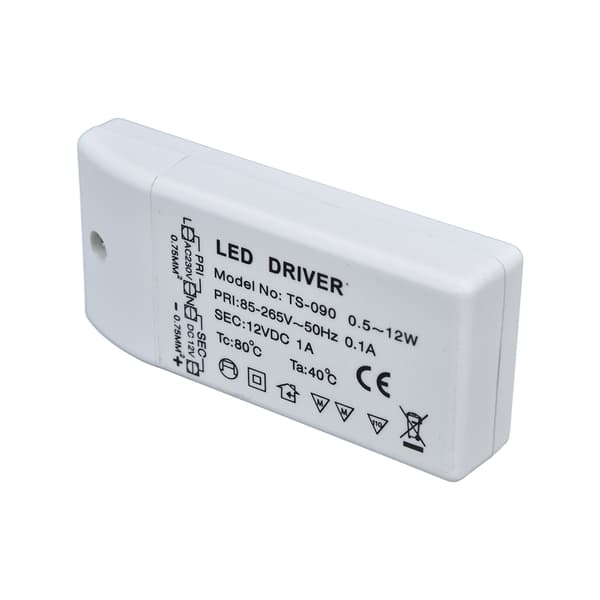 LED-driver 12W 12V DC 1A strømforsyning LED-lampe konstantstrømsdrev strøm AC 85‑265V 0.1