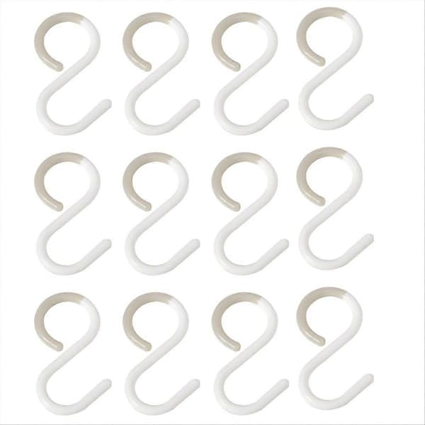 12-pack S-krokar, ställhängare, S-formade krokar, hängande, flexibel hals, vit [zd]