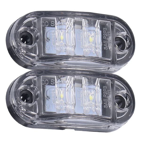 10-30V 2LED Sidemarkeringslys Høy Lysstyrke Blinklys Lampe for Biler Lastebiler Tilhengere Bobiler Hvit