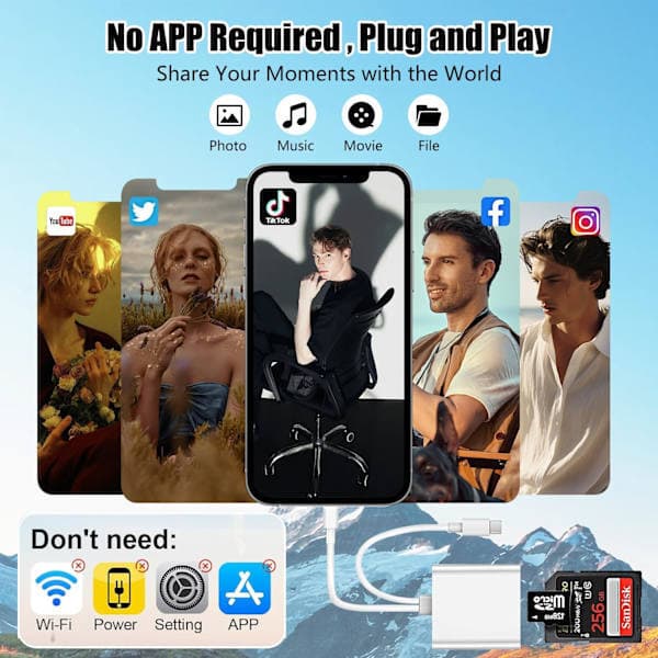 [zd]2-i-2 Lightning + USB C till SD-kortläsare iPhone Vit - SD-kortläsare 2-i-2 Lightning + USB C-kortläsare 2-in-2 Lightning + USB C Card Reader