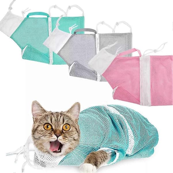 Kat bruse netpose Kat pleje bade pose Justerbar kat vaskepose[zd] Green
