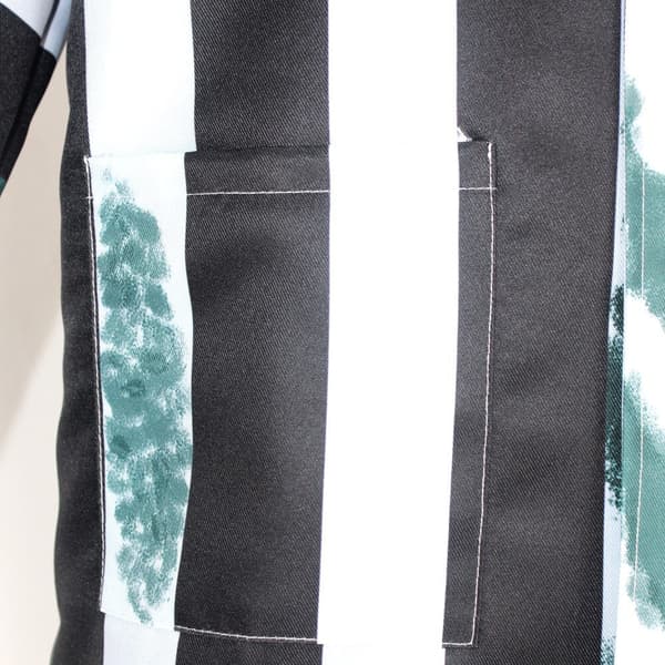 4-delt Beetlejuice-kostume til mænd, sort og hvidstribet jakkesæt Green S