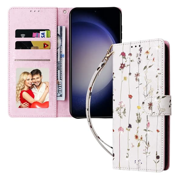 Samsung Galaxy S26 Plus Fodral RFID Lær Små Blomster 87