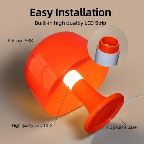 Bordlampe/Skrivebordslampe – LED-lampe med 3 lysmoduser og dimbart lys – Retro sopplampe til soverom og stue[zd]