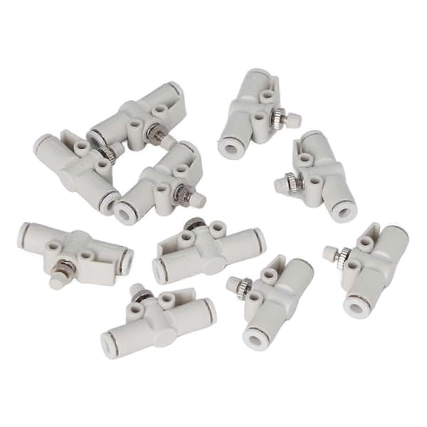 10 stk. luftstrømsreguleringsventil PVC pneumatiske rette push-to-connect slangekoblinger