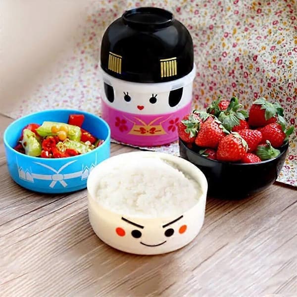 Matlåda för barn Bento Japansk docka Bento Box blue
