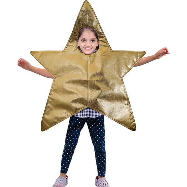 Julekrybbe-stjerne-kostyme for barn, skoleforestilling, finstas, 3-8 år Gull Gold One Size