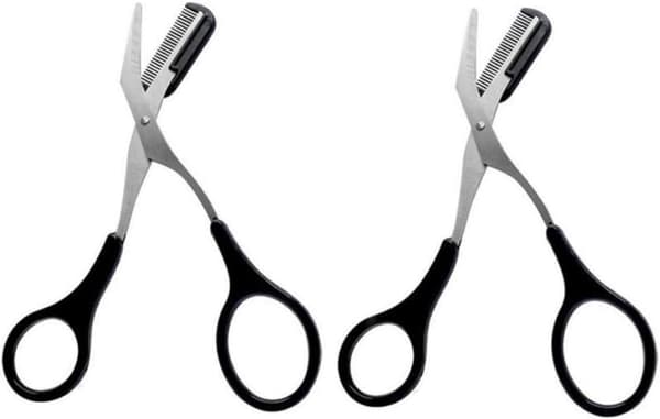 2 STK Øjenbrynstrimmersaks med kam Øjenvippeformende Kutter Shaper Beauty Tool (sort)